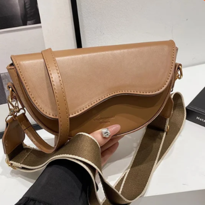 Women’s Casual Minimalist Saddle Bag – Solid Color Underarm Shoulder & Crossbody Bucket Style Handbag